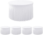 Fitted White Spandex Table Skirts for Wedding Party,60 Inch Round,4 Pack in 60R Inch| 4 Pack in White