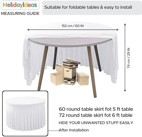 Fitted White Spandex Table Skirts for Wedding Party,60 Inch Round,4 Pack in 60R Inch| 4 Pack in White, alternate view 5