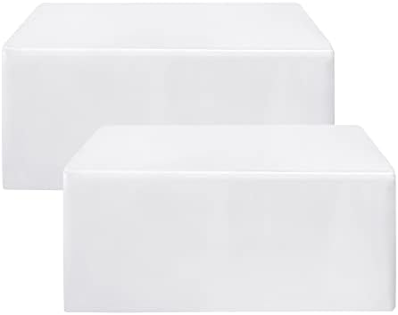 Fitted White Tablecloths For 6 Foot Rectangle Tables, Vendor Booth 2 Pack in 6FT|2 Pack in White