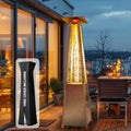 Flame Pyramid Pool Heater, Stainless Steel Triple Safety Protection Patio Heater with Patio Cover, Warm Glass