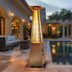 Flame Pyramid Pool Heater, Stainless Steel Triple Safety Protection Patio Heater with Patio Cover, Warm Glass, alternate view