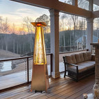 Flame Pyramid Pool Heater, Stainless Steel Triple Safety Protection Patio Heater with Patio Cover, Warm Glass, alternate view