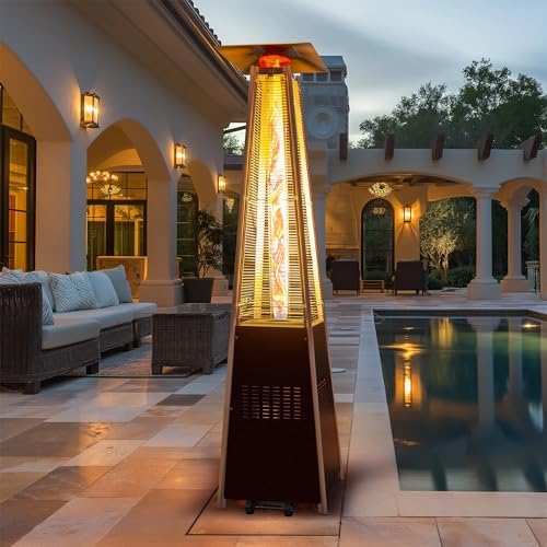 Flame Pyramid Pool Heater, Triple Safety Protection Portable Patio Heater with Patio Cover, Warm Glass Tube with, alternate