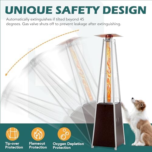 Flame Pyramid Pool Heater, Triple Safety Protection Portable Patio Heater with Patio Cover, Warm Glass Tube with, alternate