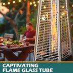 Flame Pyramid Pool Heater, Triple Safety Protection Portable Patio Heater with Patio Cover, Warm Glass Tube with, alternate
