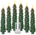 Flameless Christmas Tree Shaped Candles, Taper Xmas Window Decor Gifts
