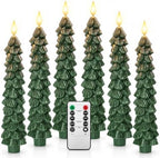 Flameless Christmas Tree Shaped Candles, Taper Xmas Window Decor Gifts
