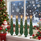 Flameless Christmas Tree Shaped Candles, Taper Xmas Window Decor Gifts, alternate view 2