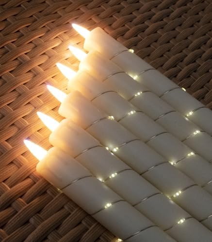 Flameless Cone Candle with Built-in Star String Light, 11-Button Remote Control, Timer, Battery Powered, alternate view 2