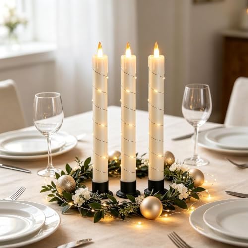 Flameless Cone Candle with Built-in Star String Light, 11-Button Remote Control, Timer, Battery Powered, alternate view 3
