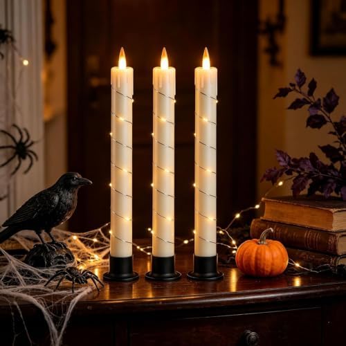 Flameless Cone Candle with Built-in Star String Light, 11-Button Remote Control, Timer, Battery Powered, alternate view 4