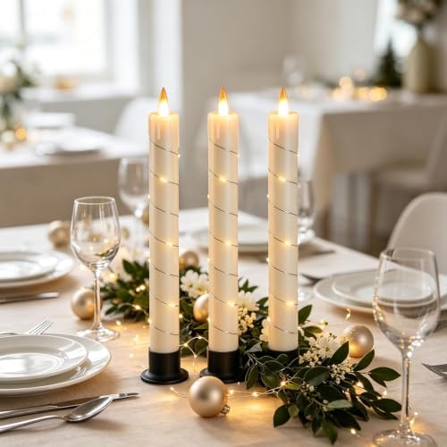 Flameless Cone Candle with Built-in Star String Light, 11-Button Remote Control, Timer, Battery Powered, alternate view 5