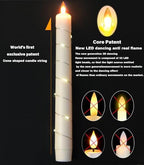Flameless Cone Candle with Built-in Star String Light, 11-Button Remote Control, Timer, Battery Powered, alternate view 2