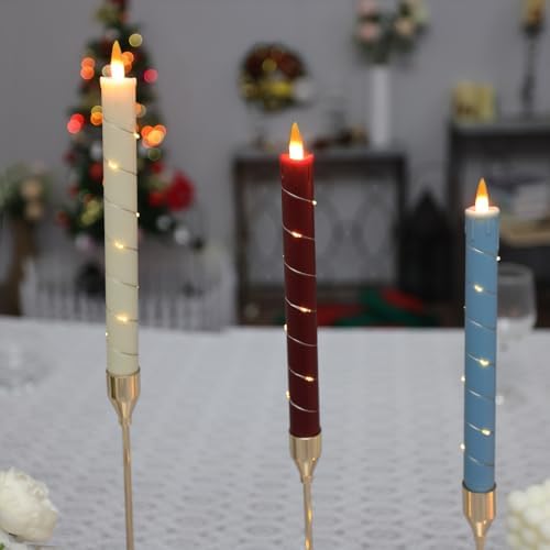 Flameless Cone Candle with Built-in Star String Light, 11-Button Remote Control, Timer, Battery Powered, alternate view 5