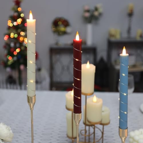 Flameless Cone Candle with Built-in Star String Light, 11-Button Remote Control, Timer, Battery Powered, alternate view 6