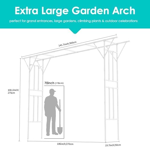 Flat Top Garden Arch Trellis 11FT x 9FT, Extra Large Garden Trellis for Climbing Plants Outdoor, 141.7in x 108in, alternate
