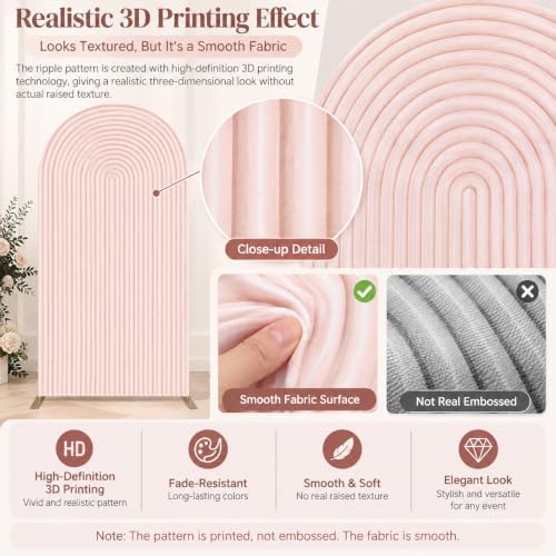 Flesh Pink Ripples Pattern Arch Backdrop Cover for Birthday Party Wedding Baby Shower Decorations Chiara, alternate view 3
