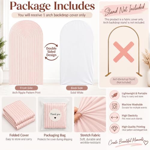 Flesh Pink Ripples Pattern Arch Backdrop Cover for Birthday Party Wedding Baby Shower Decorations Chiara, alternate view 4