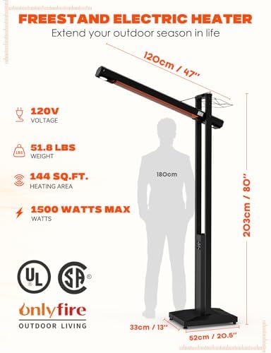 FlexRay 80" Electric Infrared Patio Heater for Indoor Outdoor, alternate view 3