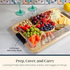 Flip, Serve & Store Reversible Charcuterie Board with Lid in 15.5"L x 11.5"W x 2.87"Th in Bamboo, alternate view 5