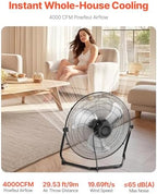 Floor Fan, 3 Speeds High Velocity Heavy Duty 18 Inch Industrial Fan, 4000 CFM 360° Adjustable Tilt 19.69 ft/sec, alternate