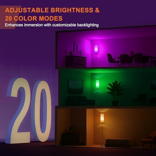 Floor Lamp, 9W 800LM Color Changing Smart Bulb, Beige Shade, alternate view 4