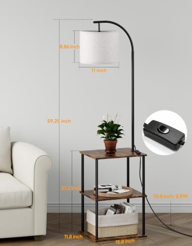 Floor Lamp with Table 2-Pack, Nightstands End Side Table for Living Room, alternate view 3