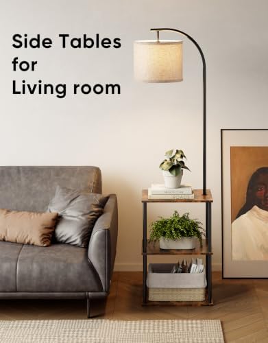 Floor Lamp with Table 2-Pack, Nightstands End Side Table for Living Room, alternate view 7