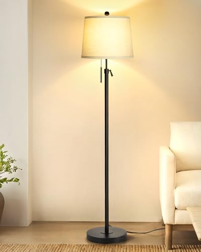 Floor Lamps for Living Room, Black Floor Lamp Adjustable Height Standing Lamp, Dimmable Modern Tall Floor Lamp