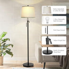 Floor Lamps for Living Room, Black Floor Lamp Adjustable Height Standing Lamp, Dimmable Modern Tall Floor Lamp, alternate