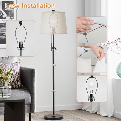 Floor Lamps for Living Room, Black Floor Lamp Adjustable Height Standing Lamp, Dimmable Modern Tall Floor Lamp, alternate