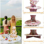Floral 3-Tier Thick Cardboard Cupcake Stand Tea Party Birthday Decor in Pink a, alternate view 4