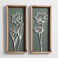 Floral 3D Green Wall Art, Botanical Wall Decor, Set of 2