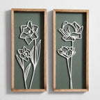 Floral 3D Green Wall Art, Botanical Wall Decor, Set of 2