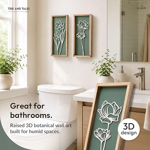 Floral 3D Green Wall Art, Botanical Wall Decor, Set of 2, alternate view 4