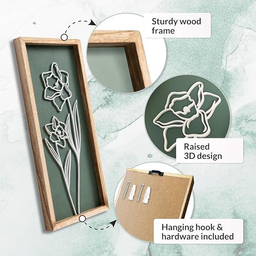 Floral 3D Green Wall Art, Botanical Wall Decor, Set of 2, alternate view 5