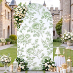 Floral Arch Backdrop Cover 7.2FT Sage Green Floral Arch Covers Stretchy in 7.2FT in Sage Green Floral, alternate view 3