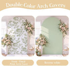 Floral Arch Backdrop Cover 7.2FT Sage Green Floral Arch Covers Stretchy in 7.2FT in Sage Green Floral, alternate view 4