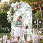 Floral Arch Backdrop Cover 7.2FT Sage Green Floral Arch Covers Stretchy in 7.2FT in Sage Green Floral, alternate view 7