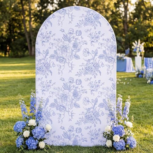 Floral Arch Cover 7.2ft Blue Stretchy Spandex for Wedding in 7.2ft in Blue, alternate view 3