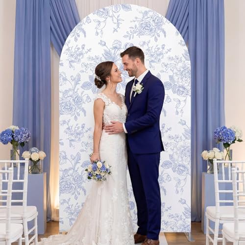 Floral Arch Cover 7.2ft Blue Stretchy Spandex for Wedding in 7.2ft in Blue, alternate view 4