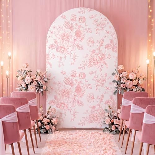 Floral Arch Cover 7.2ft Pink Stretchy Spandex for Wedding in 7.2ft in Pink, alternate view 6