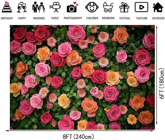 Floral Backdrop for Photography Mother's Day Backdrop Wedding Backdrops Spring Flower Photography Backdrop, alternate view 6