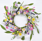 Floral Wreath with Daisy Wildflower Eucalyptus Leave and Berries Spring Summer Wreath for Front Door Wall