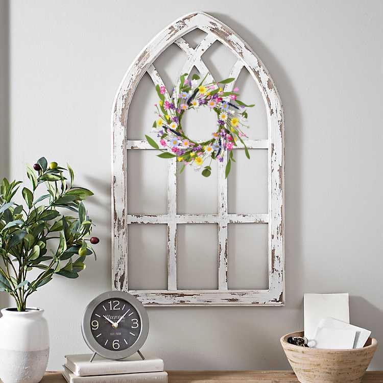 Floral Wreath with Daisy Wildflower Eucalyptus Leave and Berries Spring Summer Wreath for Front Door Wall, alternate view 7