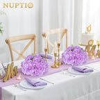 Flower Ball Arrangement Bouquet: 10 Pcs 11.8 inch Diameter Light Purple Rose Fake Flowers Balls for Wedding, alternate view 2