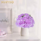 Flower Ball Arrangement Bouquet: 10 Pcs 11.8 inch Diameter Light Purple Rose Fake Flowers Balls for Wedding, alternate view 5