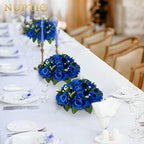 Flower Ball Arrangement Bouquet - 6 Pcs 9.5 inch Diameter Royal Blue Fake Flowers Roses Balls for Centerpieces, alternate