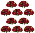 Flower Ball for Wedding Table Centerpieces, 10 Pcs Artificial Roses in Crimson