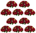 Flower Ball for Wedding Table Centerpieces, 10 Pcs Artificial Roses in Crimson